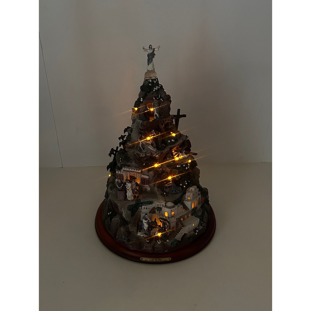 Thomas Kinkade Faith Mountain Light-Up Sculpture Life Of Jesus-Illuminated